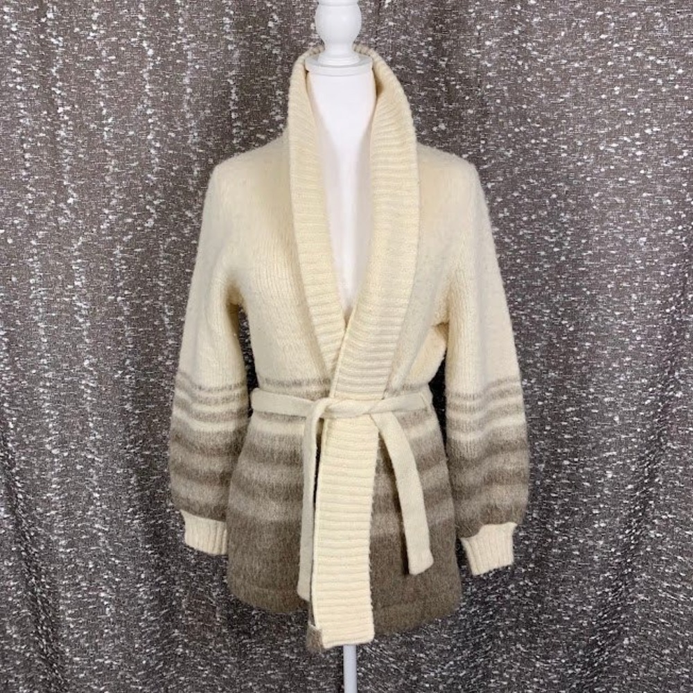 Vintage Hilda Ltd Icelandic Belted Cardigan Sweater Pure Wool Women's Medium